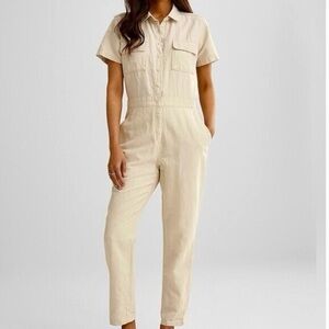 Outerknown S.E.A Utility Jumpsuit Carpenter Linen Cotton Sustainable Small‎ Tan